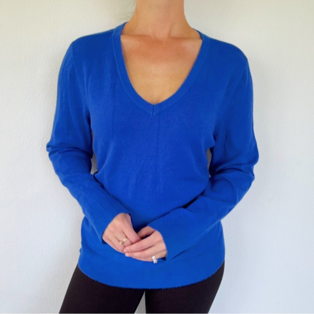 Style & Co royal blue v-neck soft stretchy long sleeve sweater size large